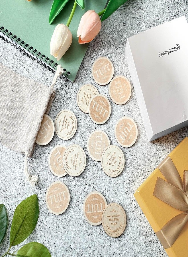 Sonwyoung 24 Pcs Wood Round Tuit 1.5 Inch Polished Wooden Tokens with Bag When You Get a Round to It for Colleague Family - Image 4